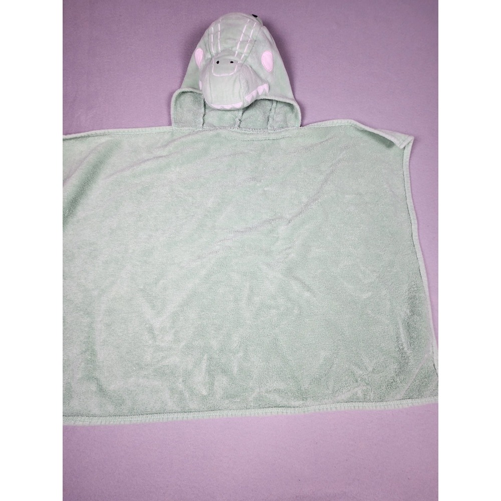 Pottery Barn Kids Hooded Baby Towel Sage Green Dinosaur Terry Cotton Wrap